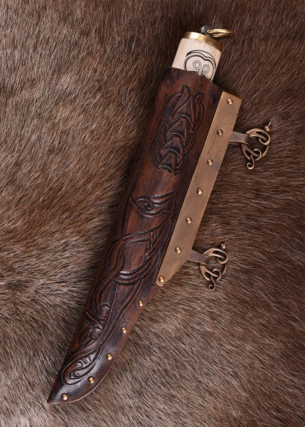 Petit sax viking, manche en os avec motif nordique