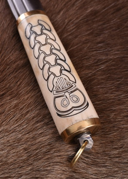 Petit sax viking, manche en os avec motif nordique