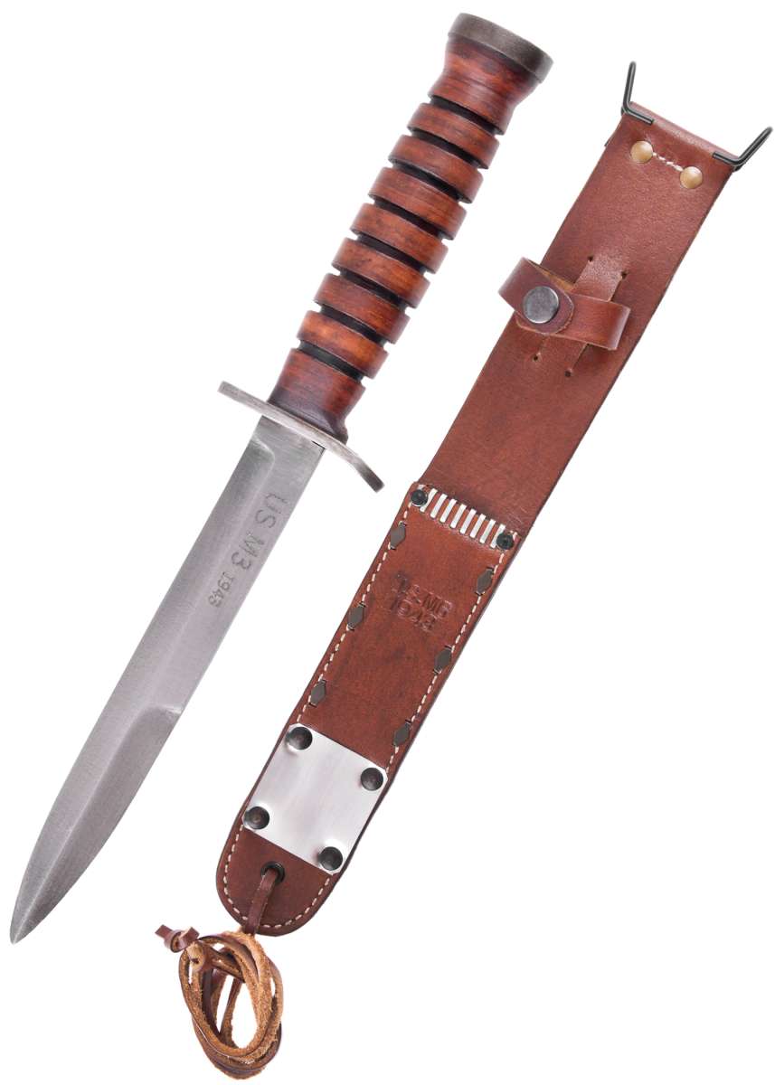 Couteau de combat M3 de l'armée américaine, poignard de tranchée, 1943, avec fourreau