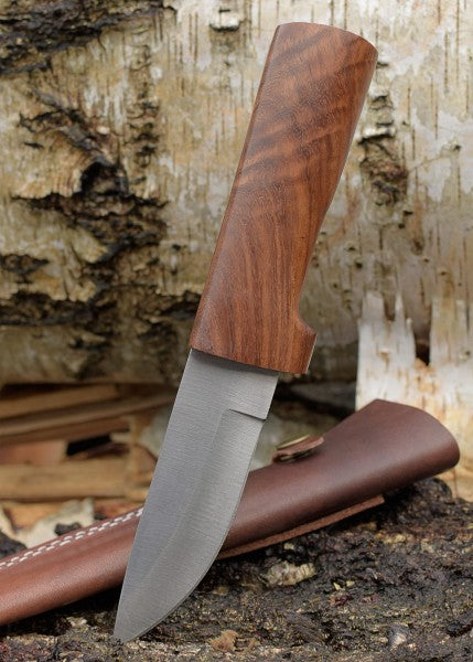 Couteau de route avec manche en bois, étui en cuir inclus