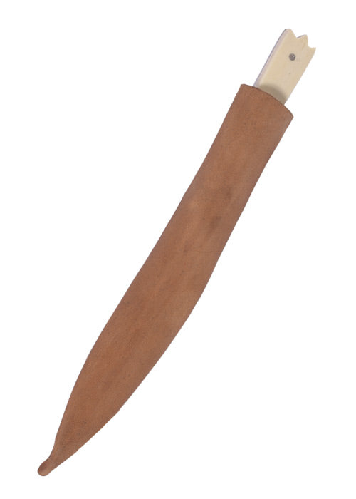 Couteau de table médiéval avec manche en os et étui en cuir