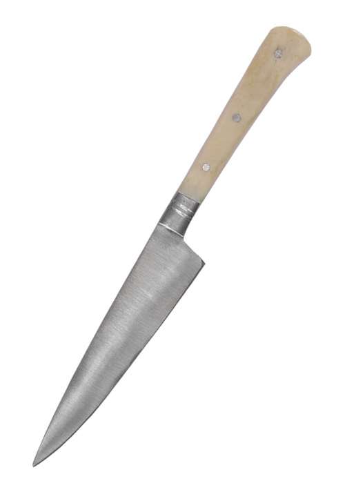 Couteau à manger avec manche en os, 18 cm avec étui