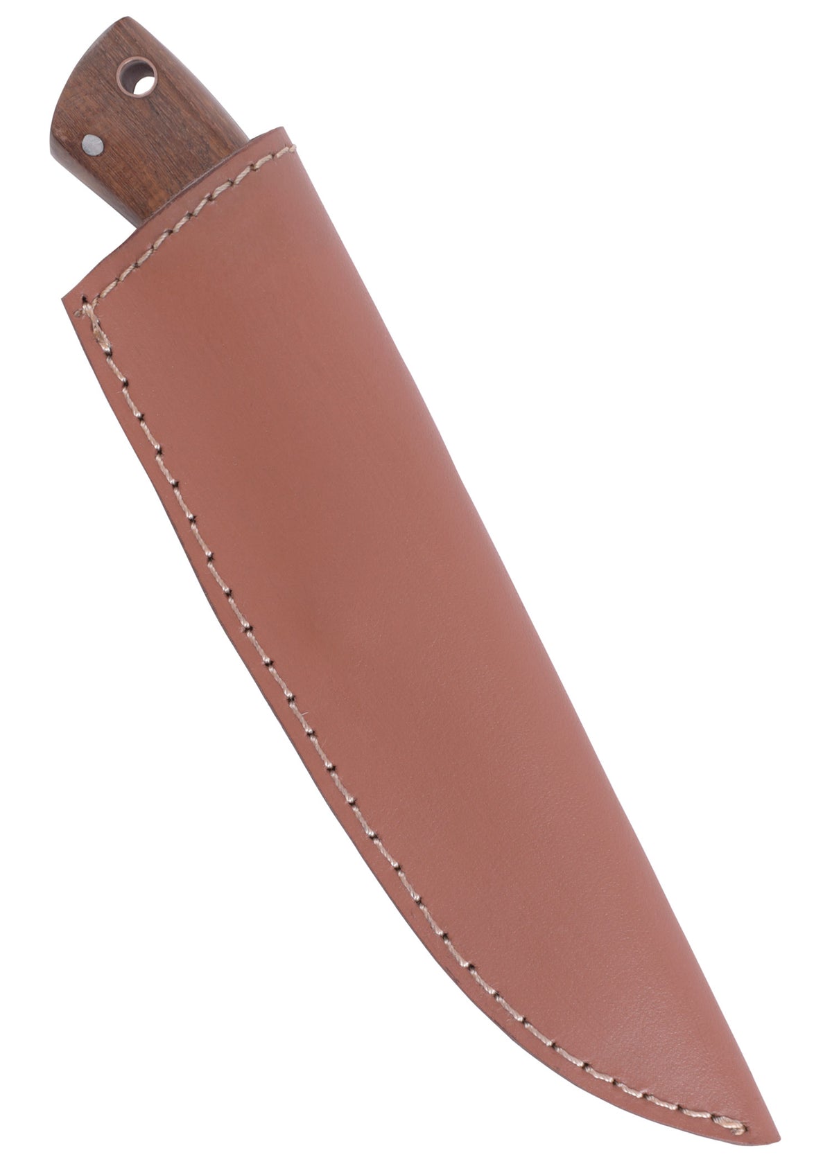 Couteau utilitaire damassé avec manche en bois et étui en cuir