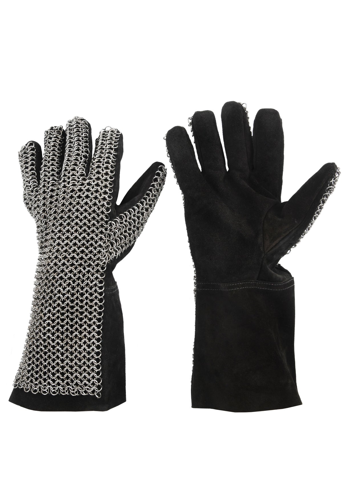 Gants à doigts en cuir et maille d'acier non traité