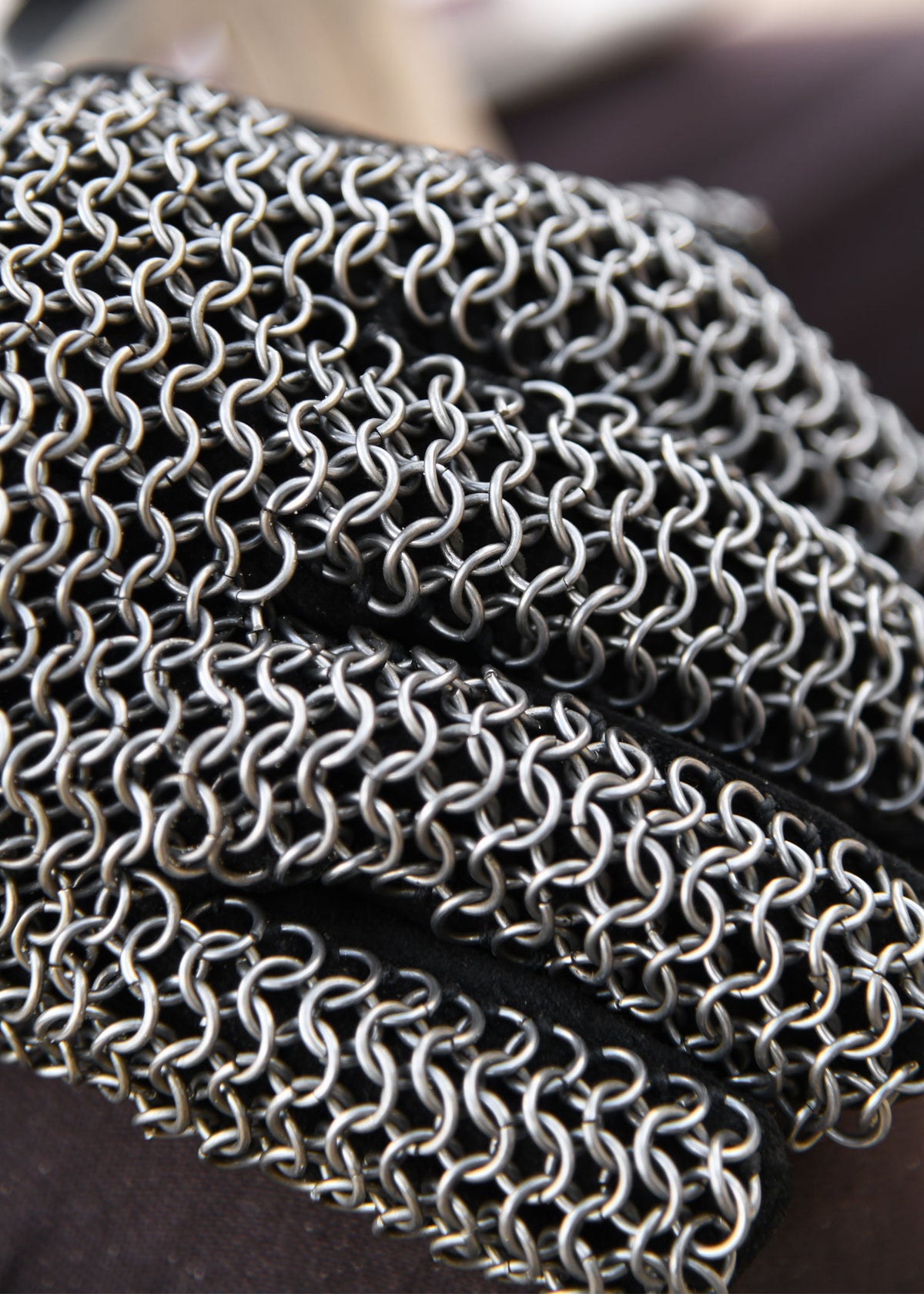 Gants à doigts en cuir et maille d'acier non traité