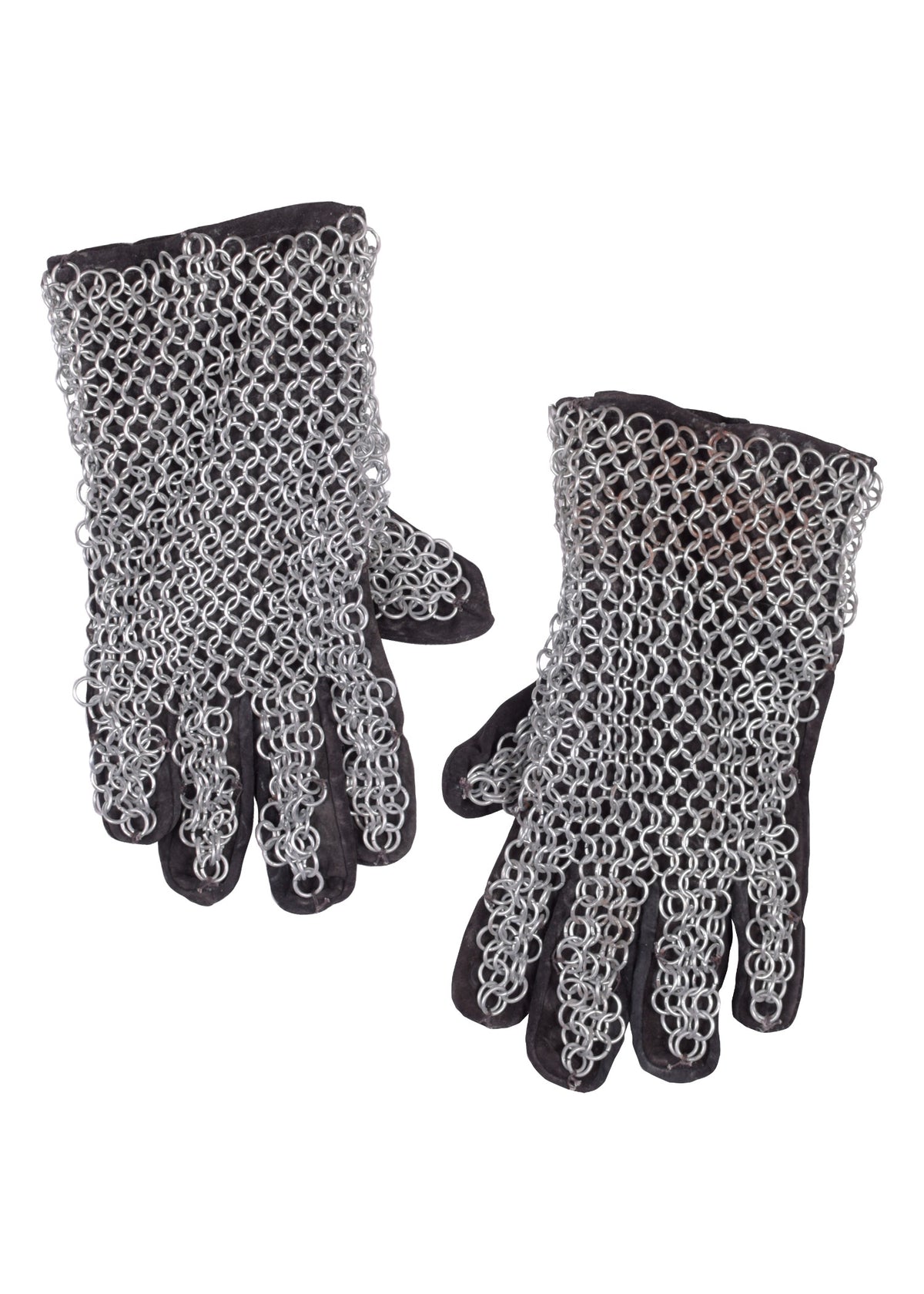Gants à doigts en cuir et maille d'acier galvanisé