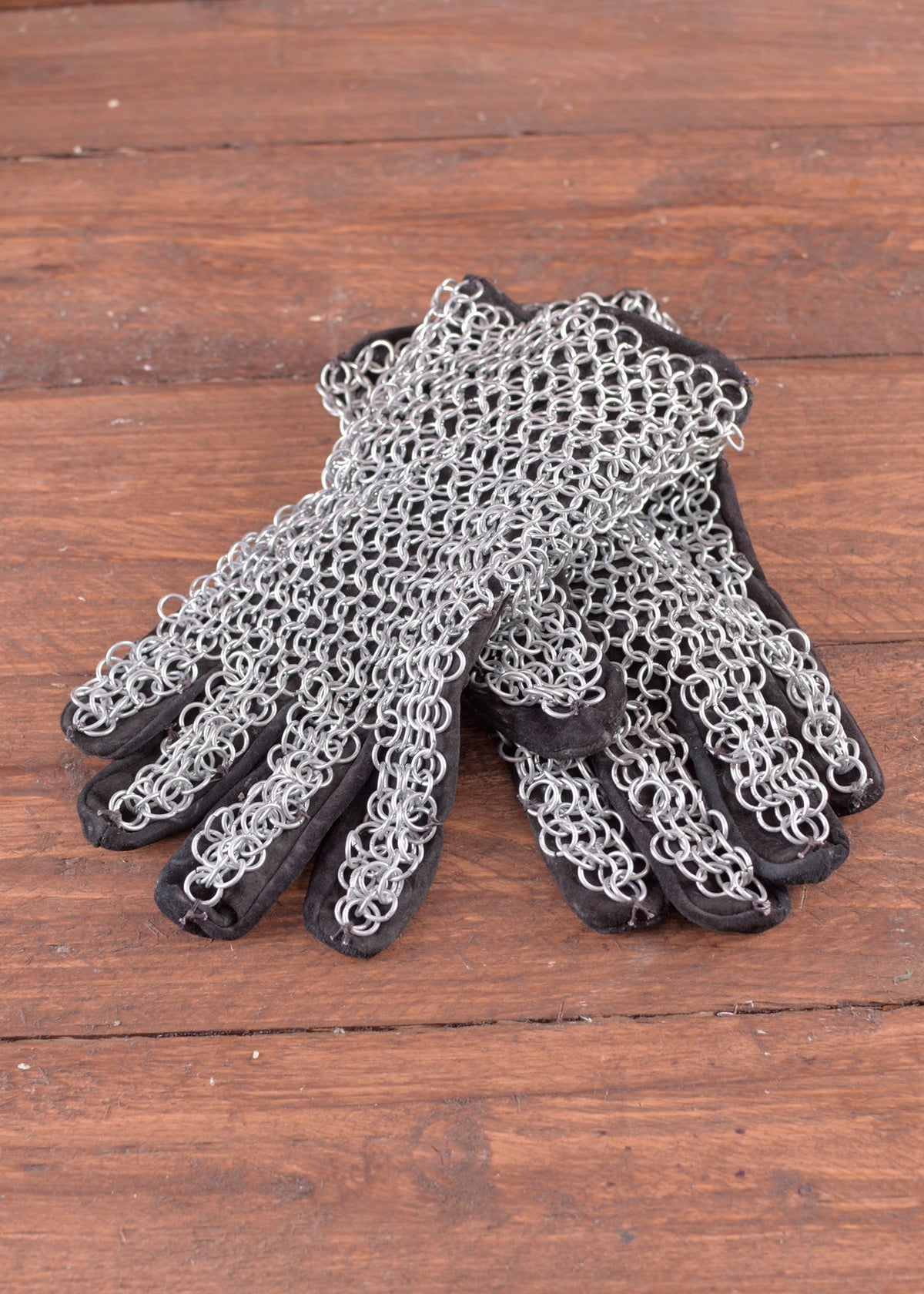 Gants à doigts en cuir et maille d'acier galvanisé