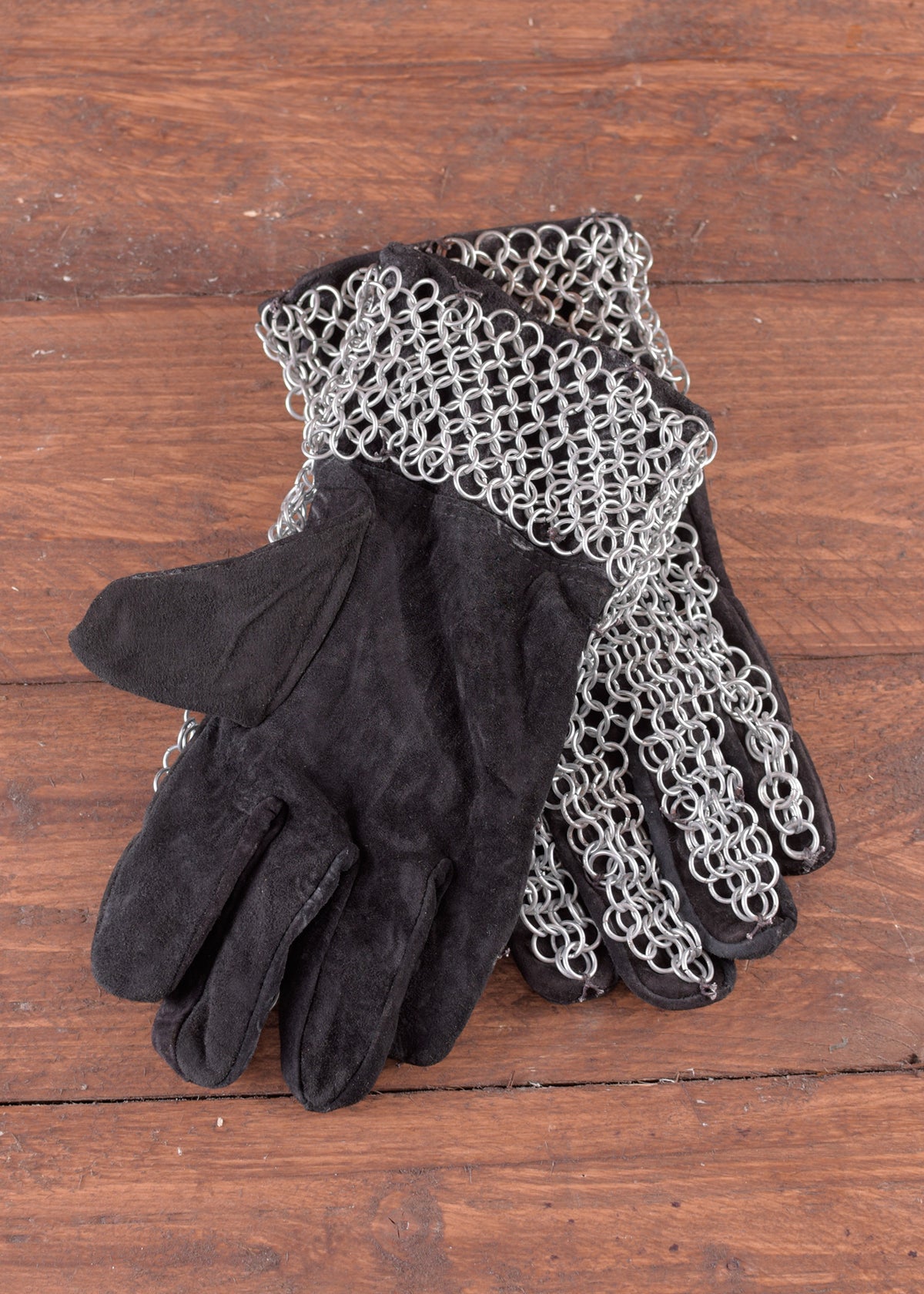 Gants à doigts en cuir et maille d'acier galvanisé