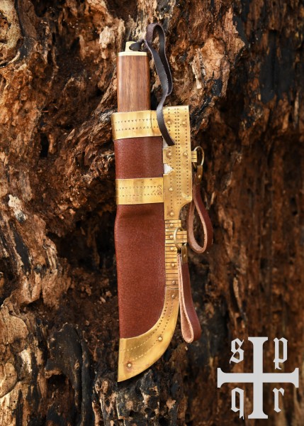 Couteau viking en acier damassé avec manche en bois