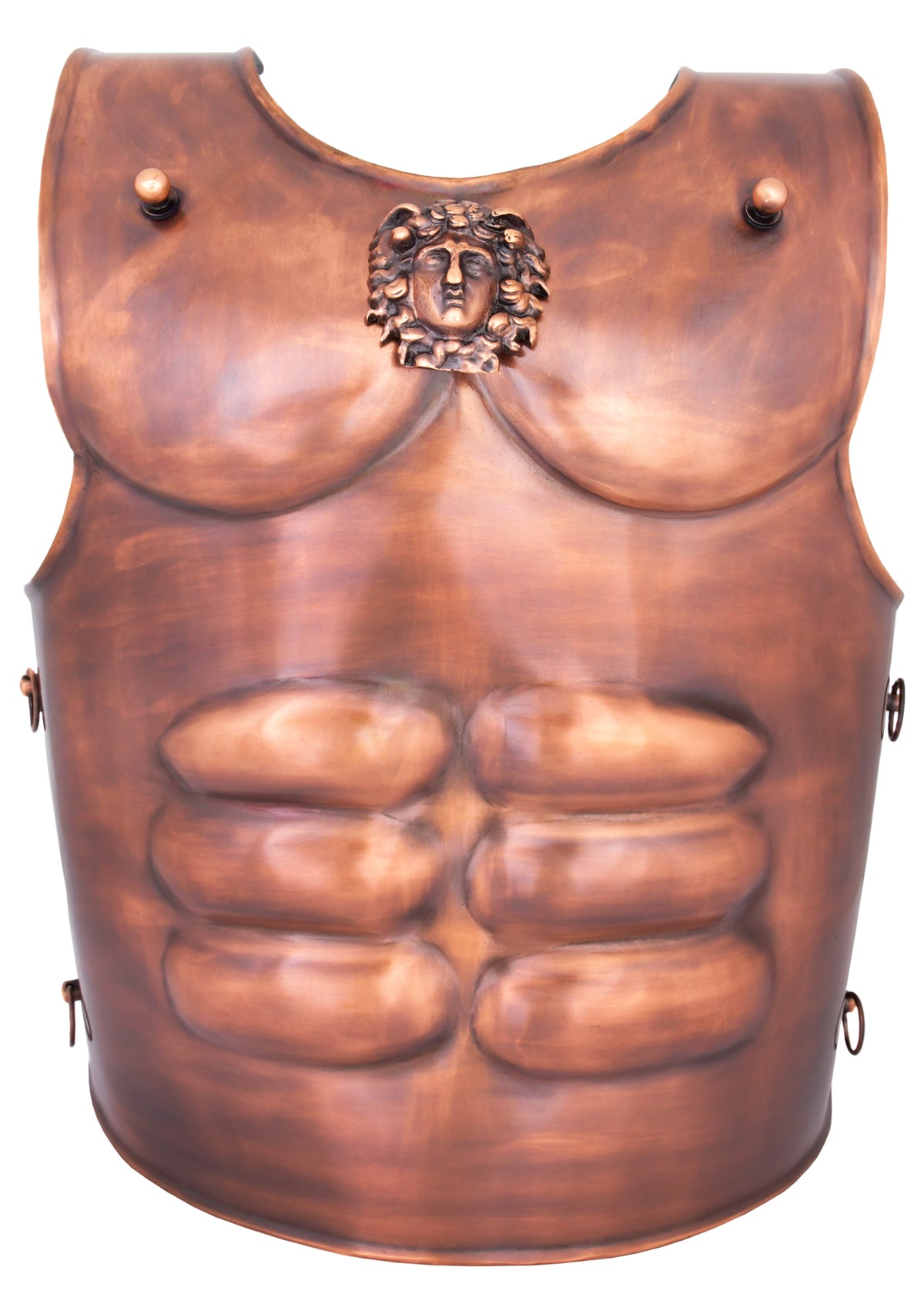 Cuirasse musculaire spartiate en acier finition bronze