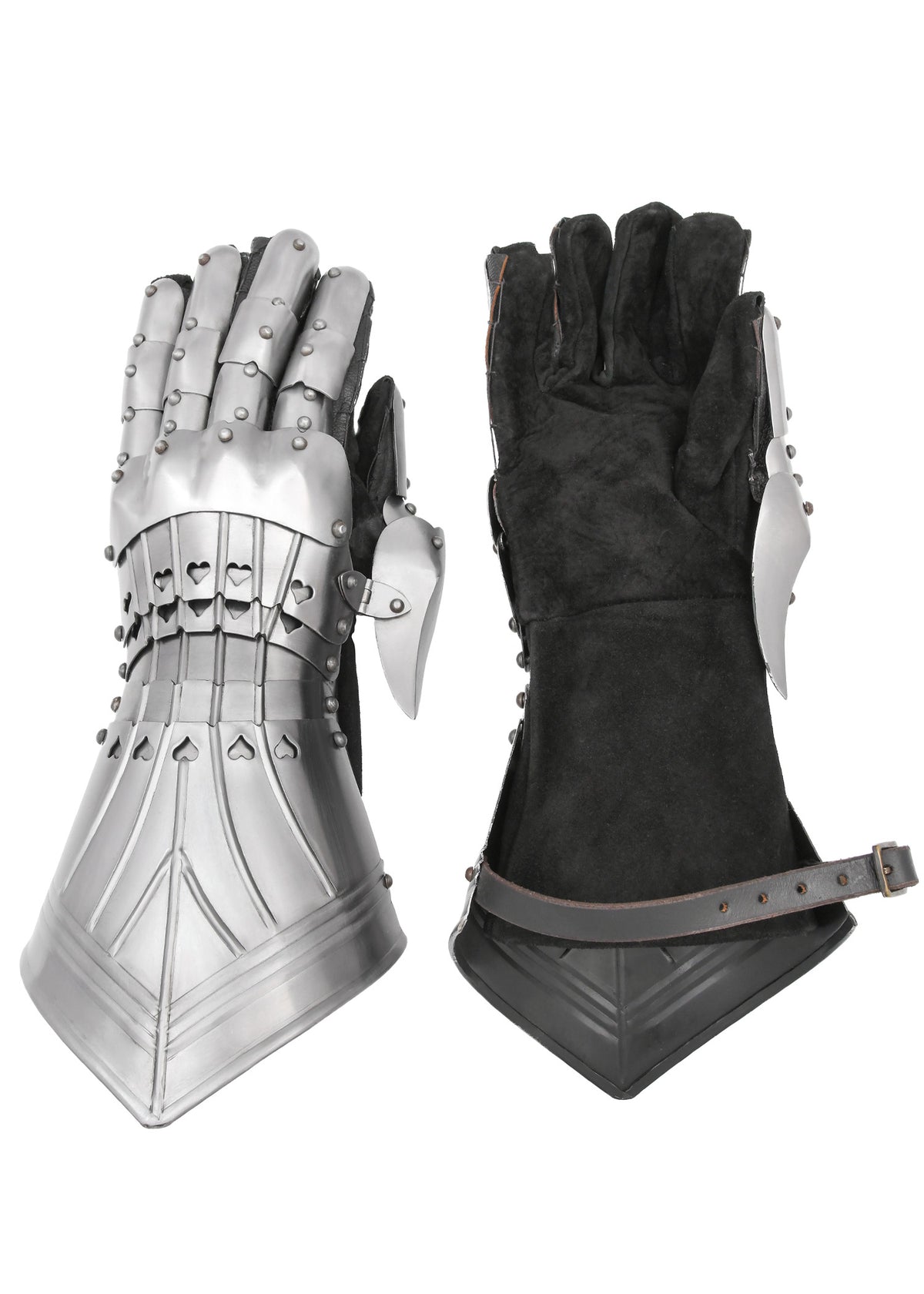 Gantelets gothiques en acier, la paire