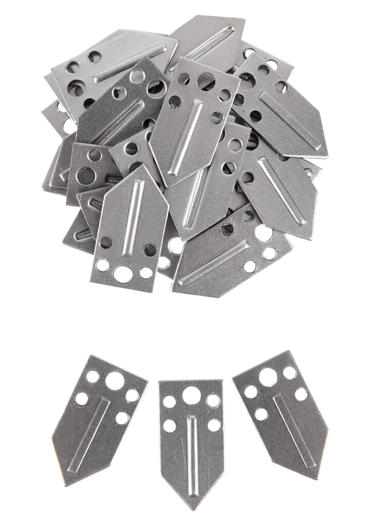 Petites écailles en acier à nervure centrale pour armure lamellaire, lot de 25