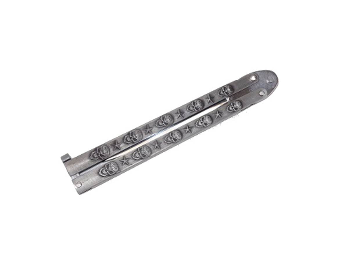 Couteau papillon ajouré gris lame 7 cm
