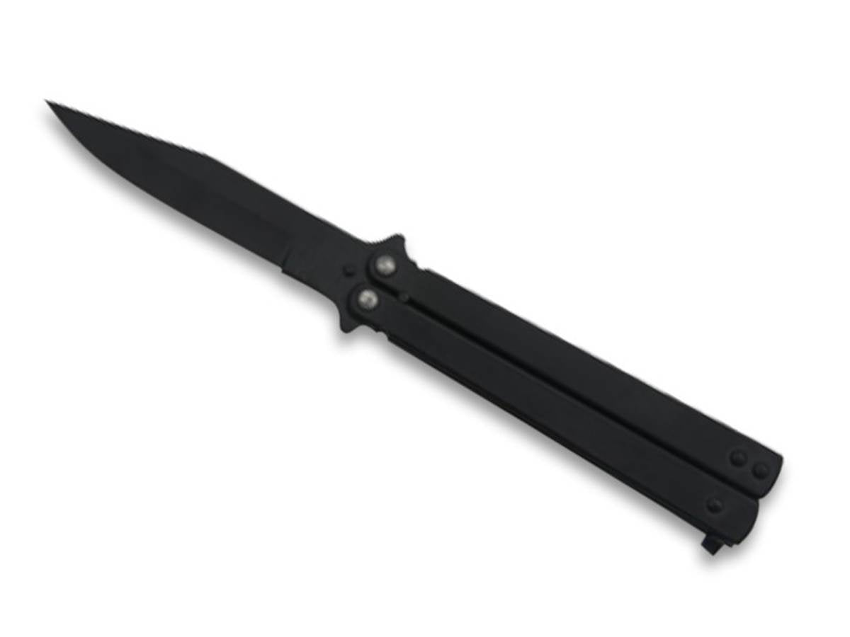 Couteau papillon acier Lame 9cm Noir Mat