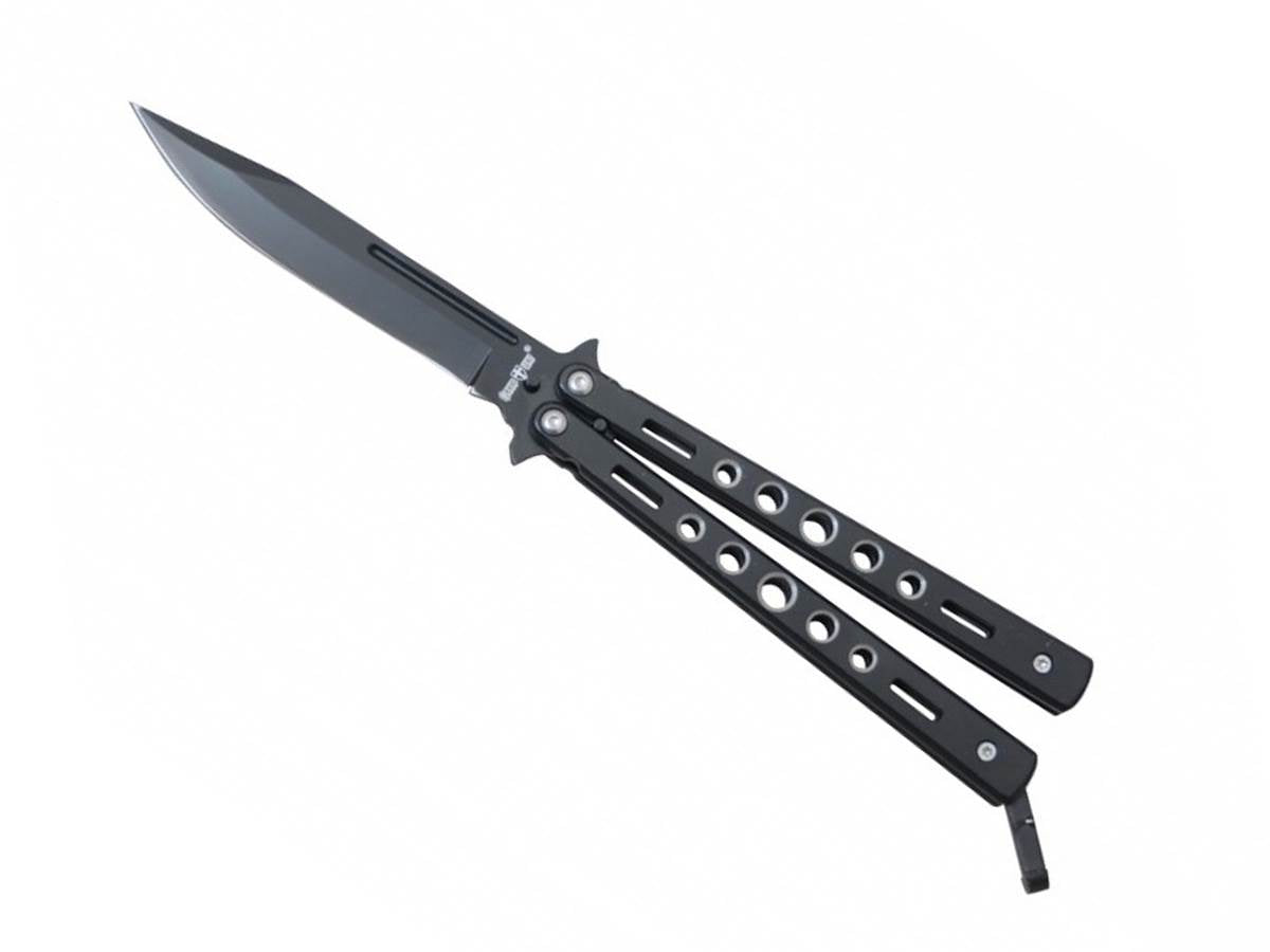 Couteau papillon acier Lame 9cm Noir Mat