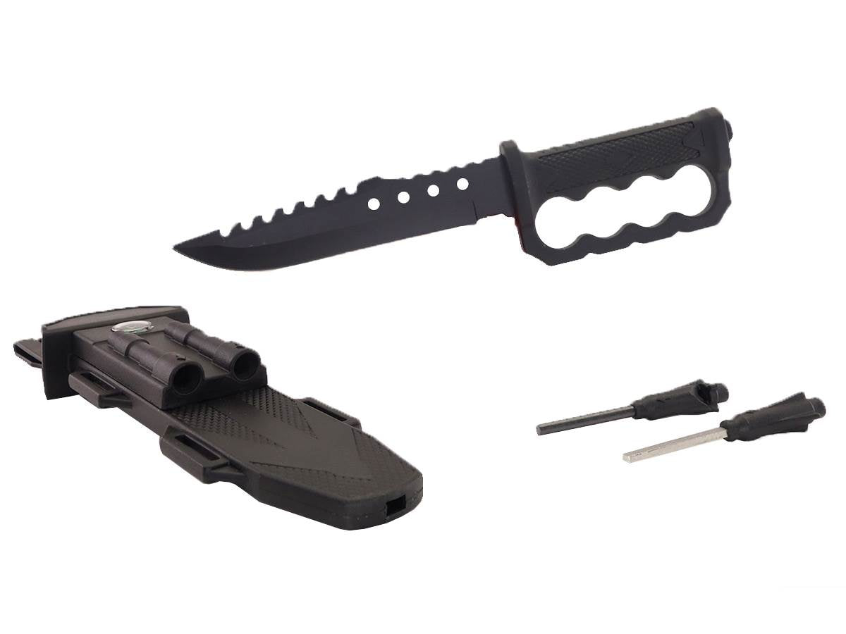 Couteau de Survie avec Garde Main Noir - Archery Connect
