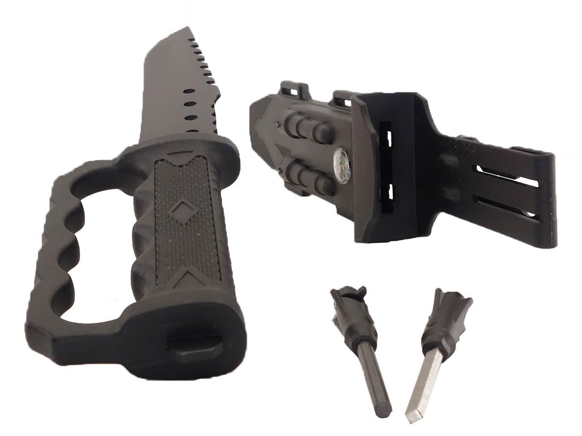 Couteau de Survie avec Garde Main Noir - Vue 3 - Archery Connect