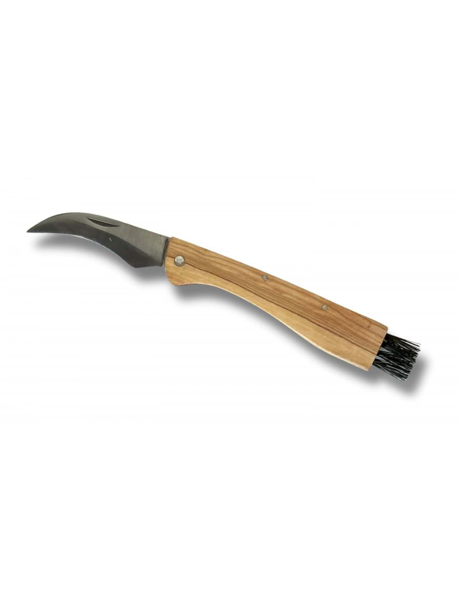 Couteau à Champignon Manche Bois Lame 7cm avec Pinceau - Archery Connect