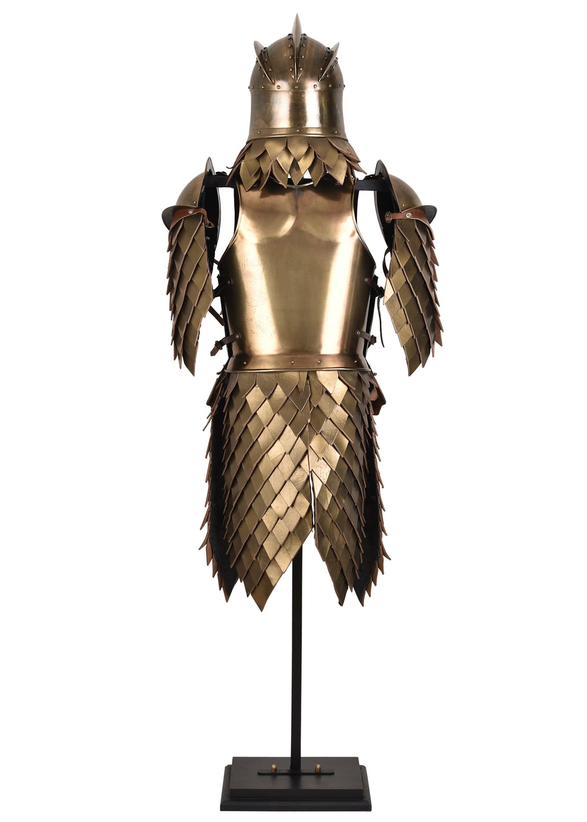 Armure de la Garde royale en acier finition laiton avec casque et cape