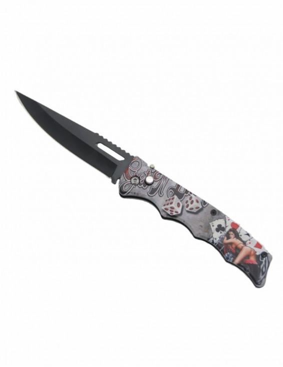 Couteau Pliant Girls Poker and Dices Lame 10cm - Archery Connect