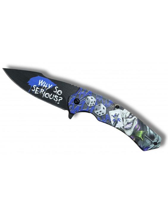 Couteau pliant ouverture assistée Joker//Dés bleu lame 9cm + Clip-ceinture
