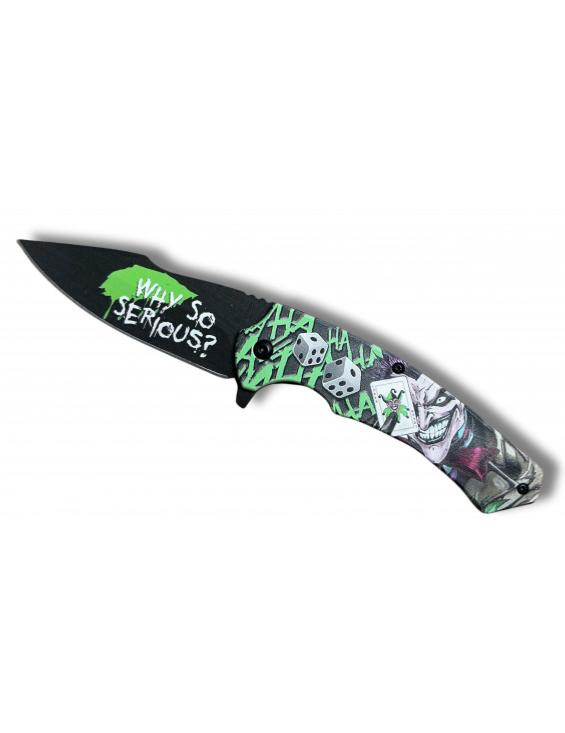 Couteau pliant ouverture assistée Joker/Dés Vert  lame 9cm + Clip-ceinture