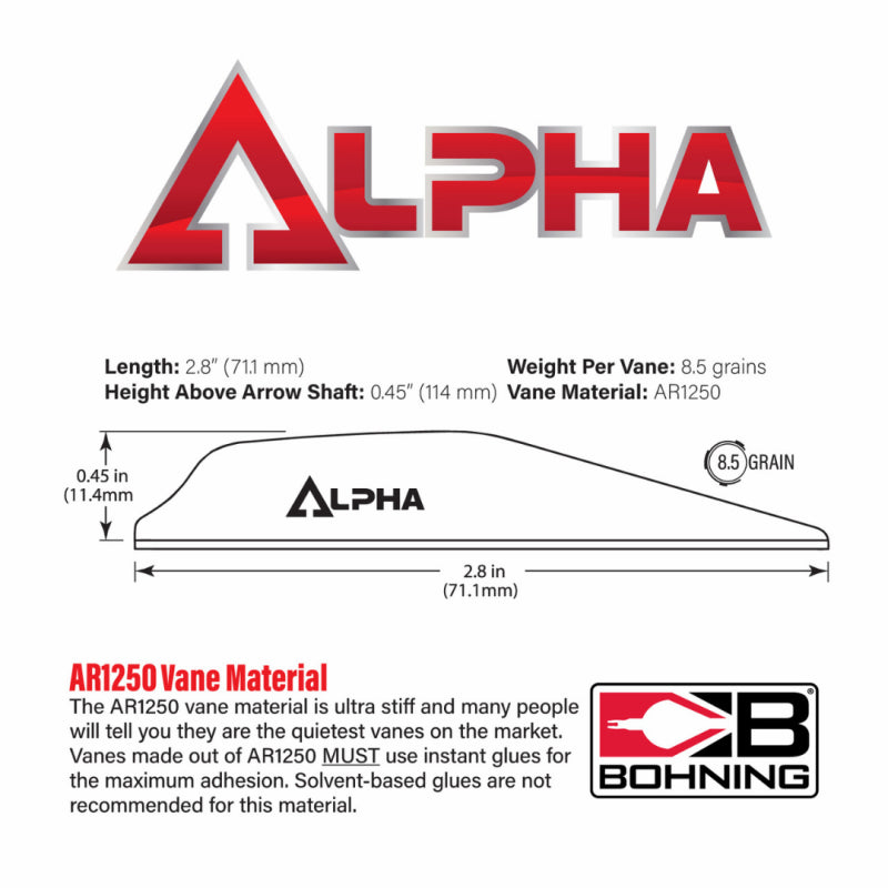 Plumes Bohning AR1250 Alpha 2.8 pouces - Vue 4 - Archery Connect