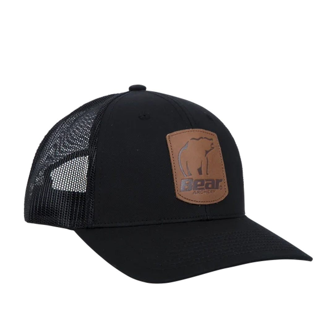 Casquette Bear Archery noire avec patch cuir
