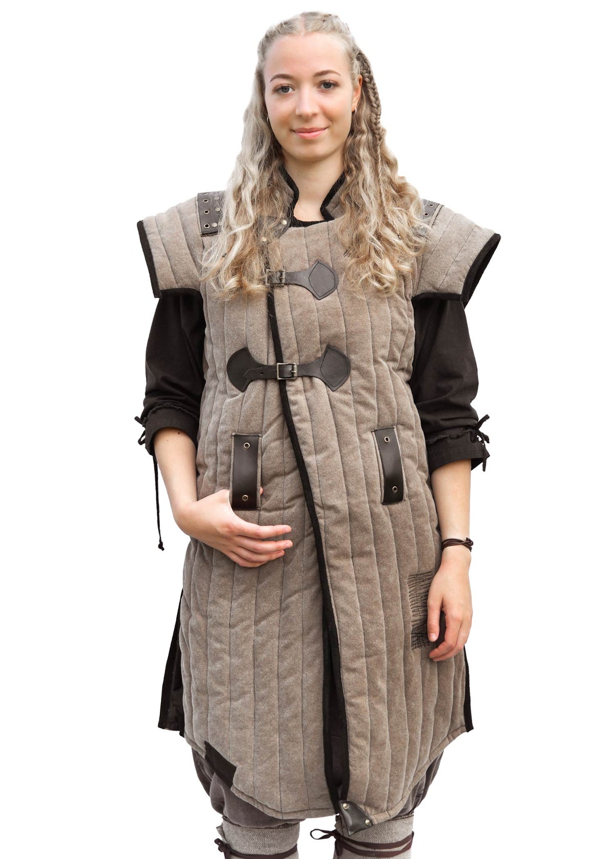 Gambison médiéval Vari aspect usé, marron et noir