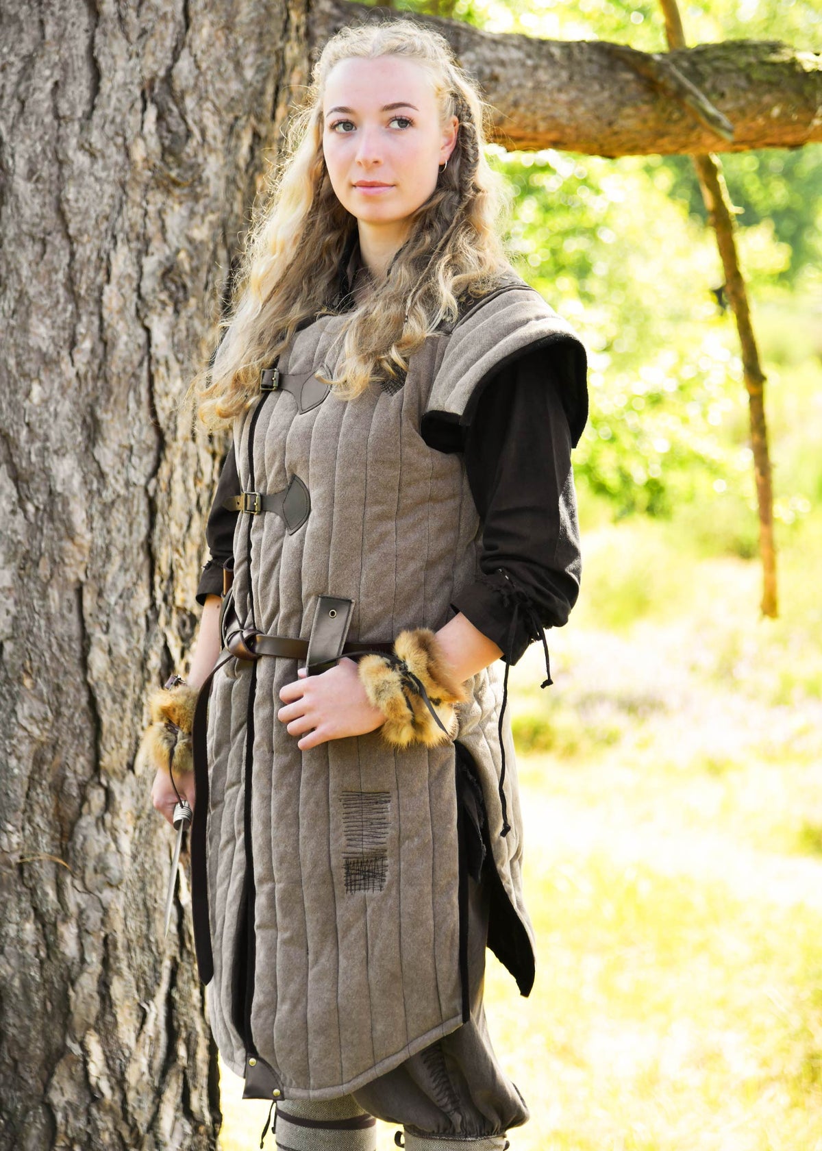 Gambison médiéval Vari aspect usé, marron et noir