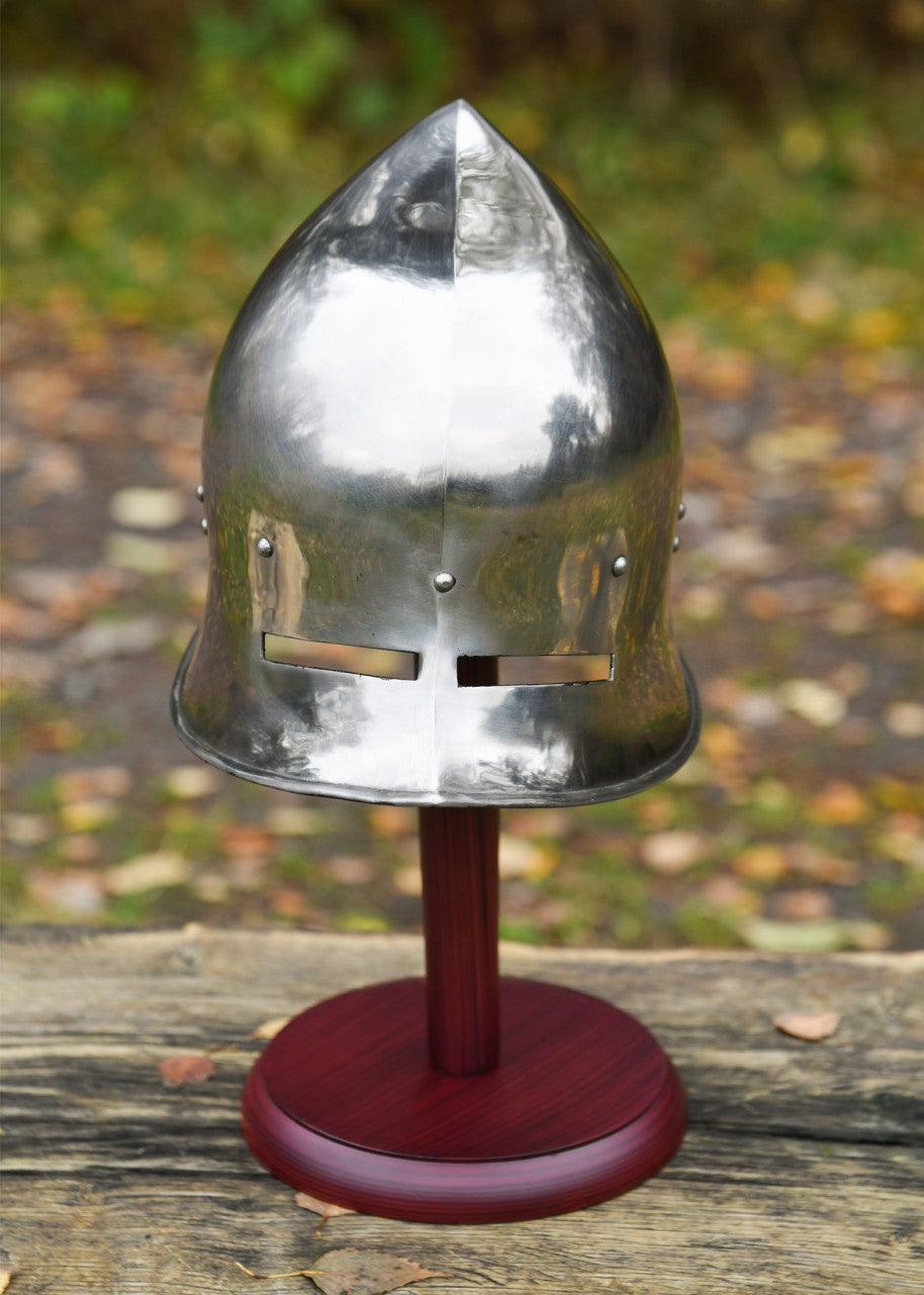 Porte-casque en bois avec socle rond