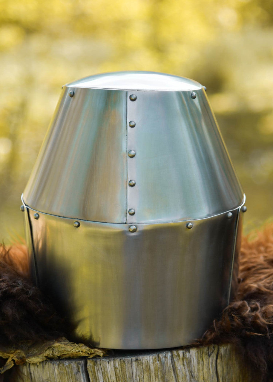 Heaume Pembridge en acier poli, vers 1370