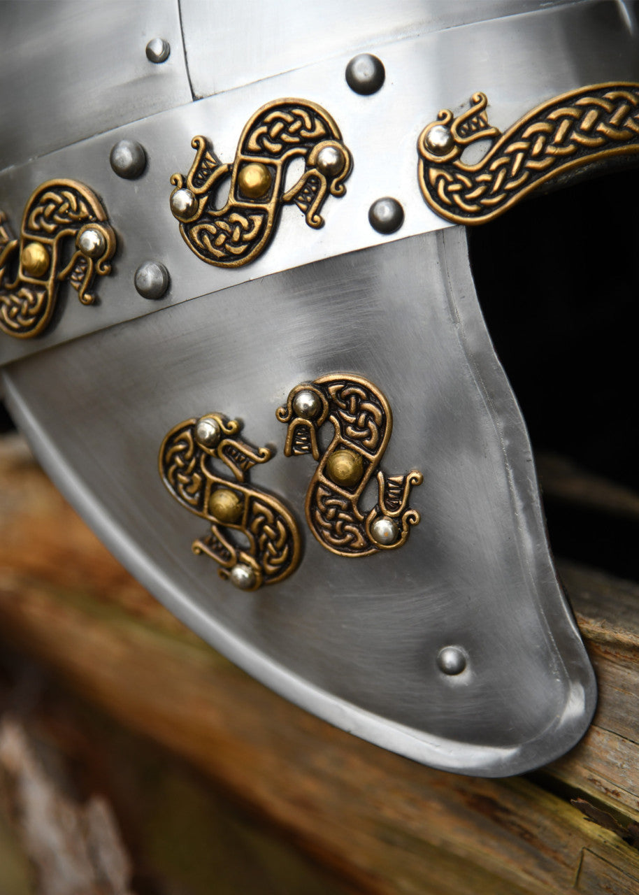 Casque nordique ancien Dragon à nasal et protège-joues