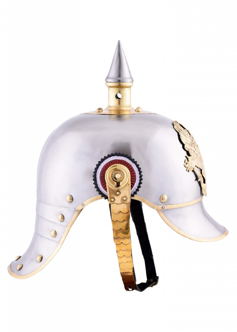 Casque à pointe prussien Pickelhaube en acier et laiton