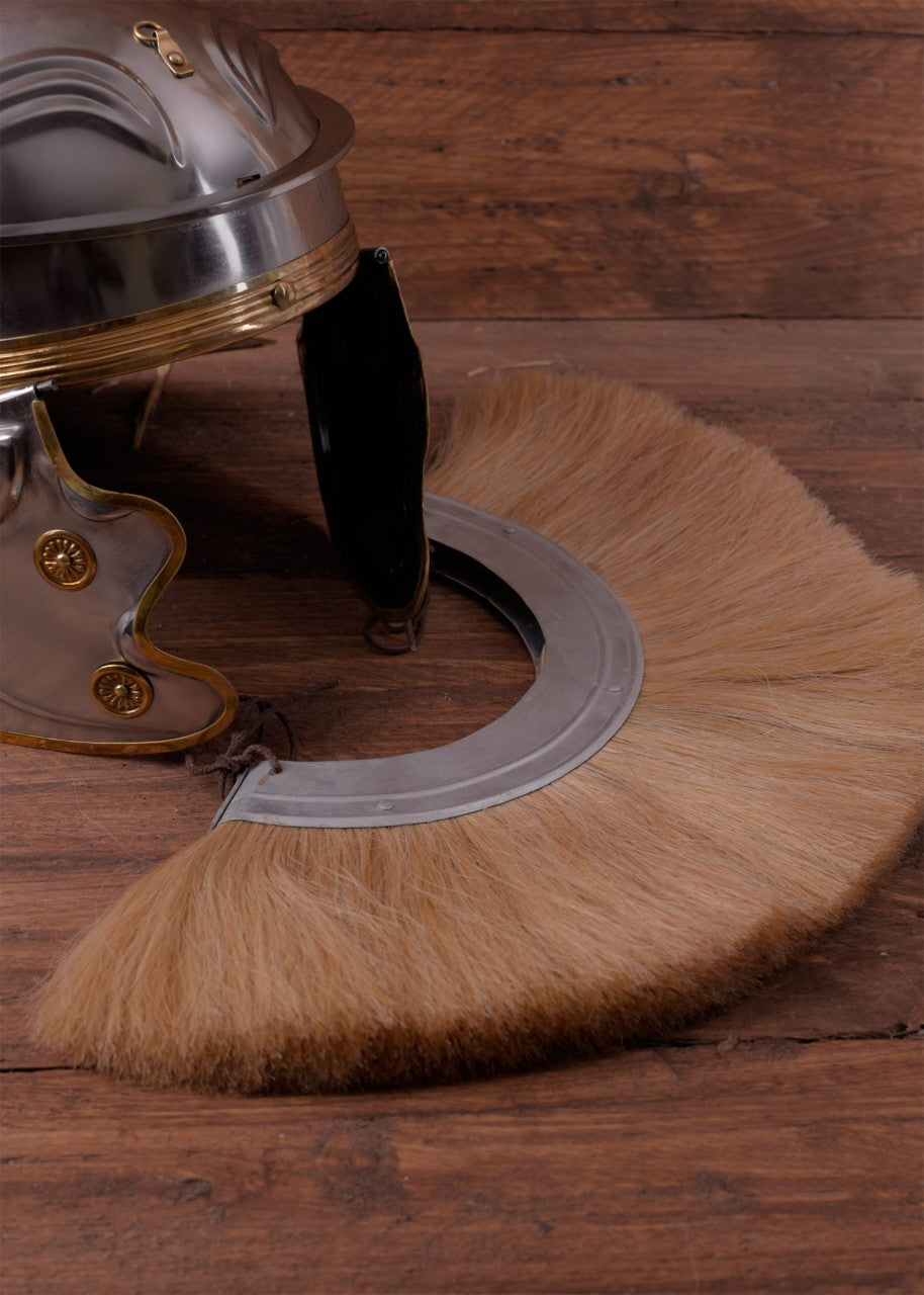 Crista de casque romain en crin de cheval blond