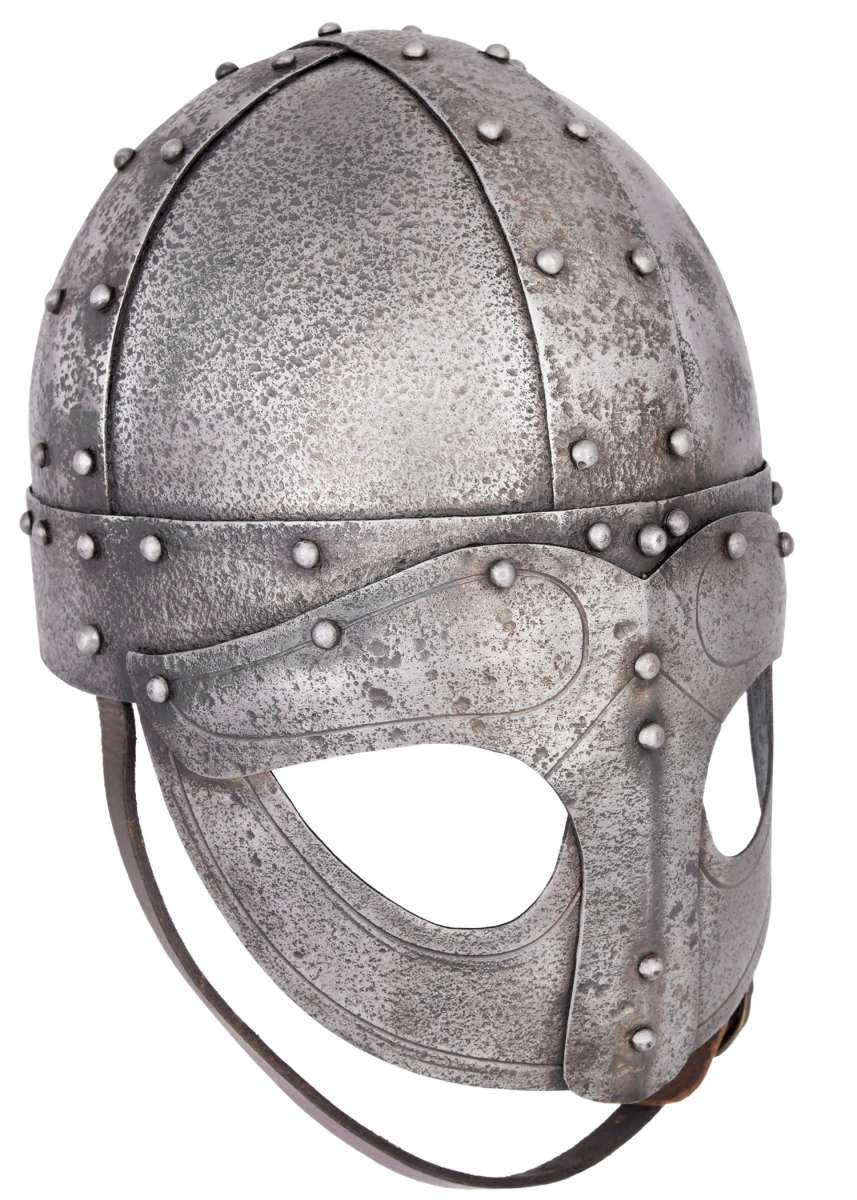 Casque viking à lunettes avec doublure en cuir – Finition antique – Acier 1,6 mm