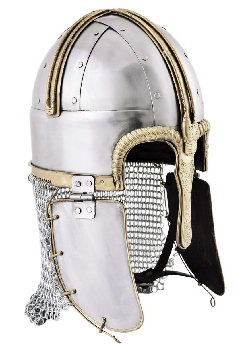 Casque Coppergate, avec pont de chaîne non riveté, acier de 1,6 mm