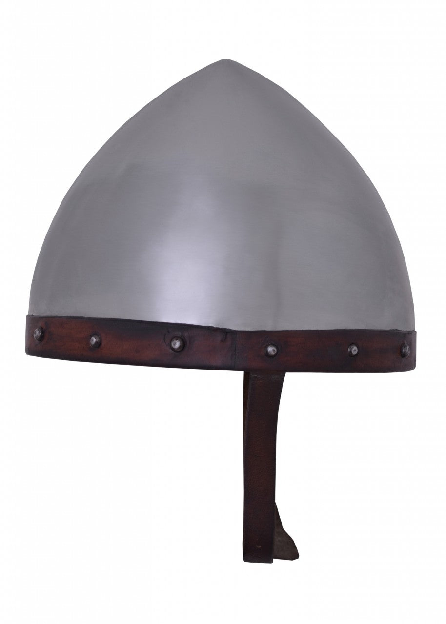 Casque d'archer conique sans nasal en acier avec bord en cuir
