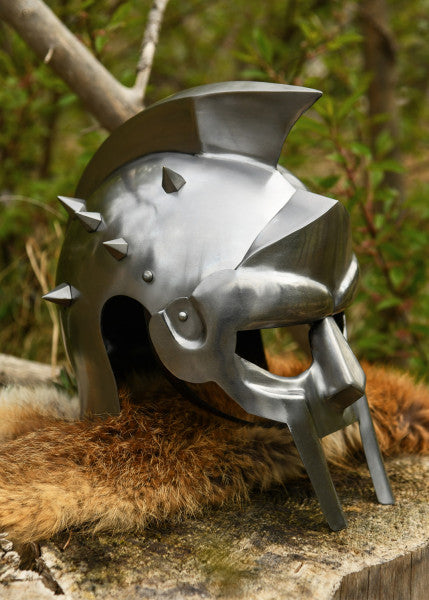 Casque de gladiateur Maximus avec incrustation de cuir avec épines