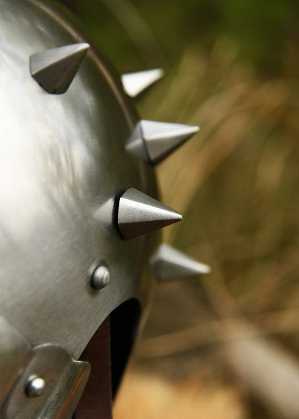 Casque de gladiateur Maximus avec incrustation de cuir avec épines
