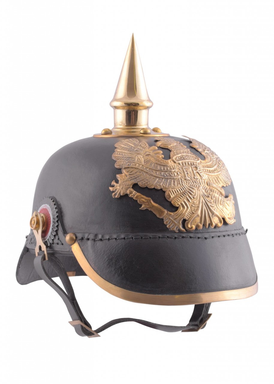 Casque à pointe prussien 1889 en cuir avec aigle en laiton