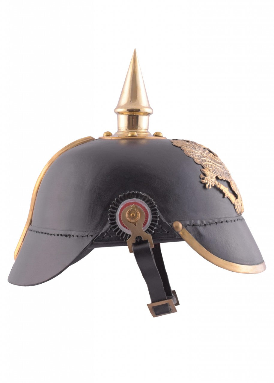 Casque à pointe prussien 1889 en cuir avec aigle en laiton
