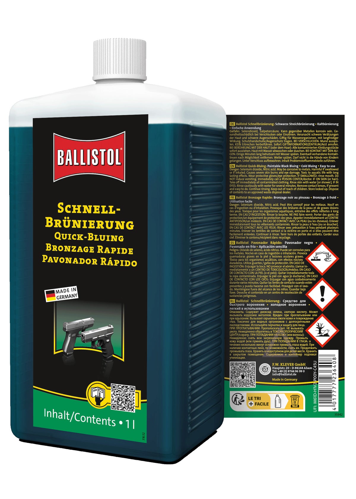 Brunissage rapide Ballistol en flacon de 1000 ml