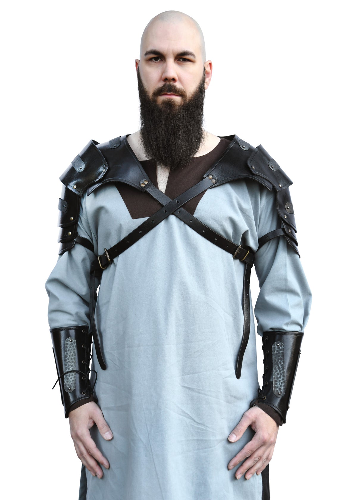 Épaulière Balor en cuir noir avec détails métalliques