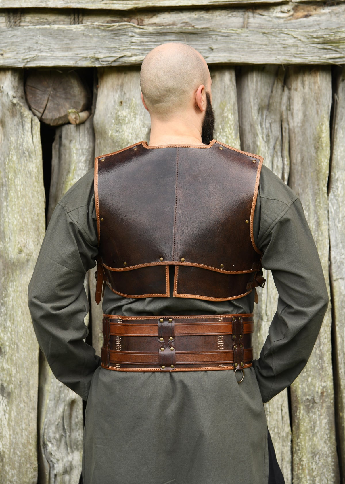 Ceinture double en cuir brun Arnulf