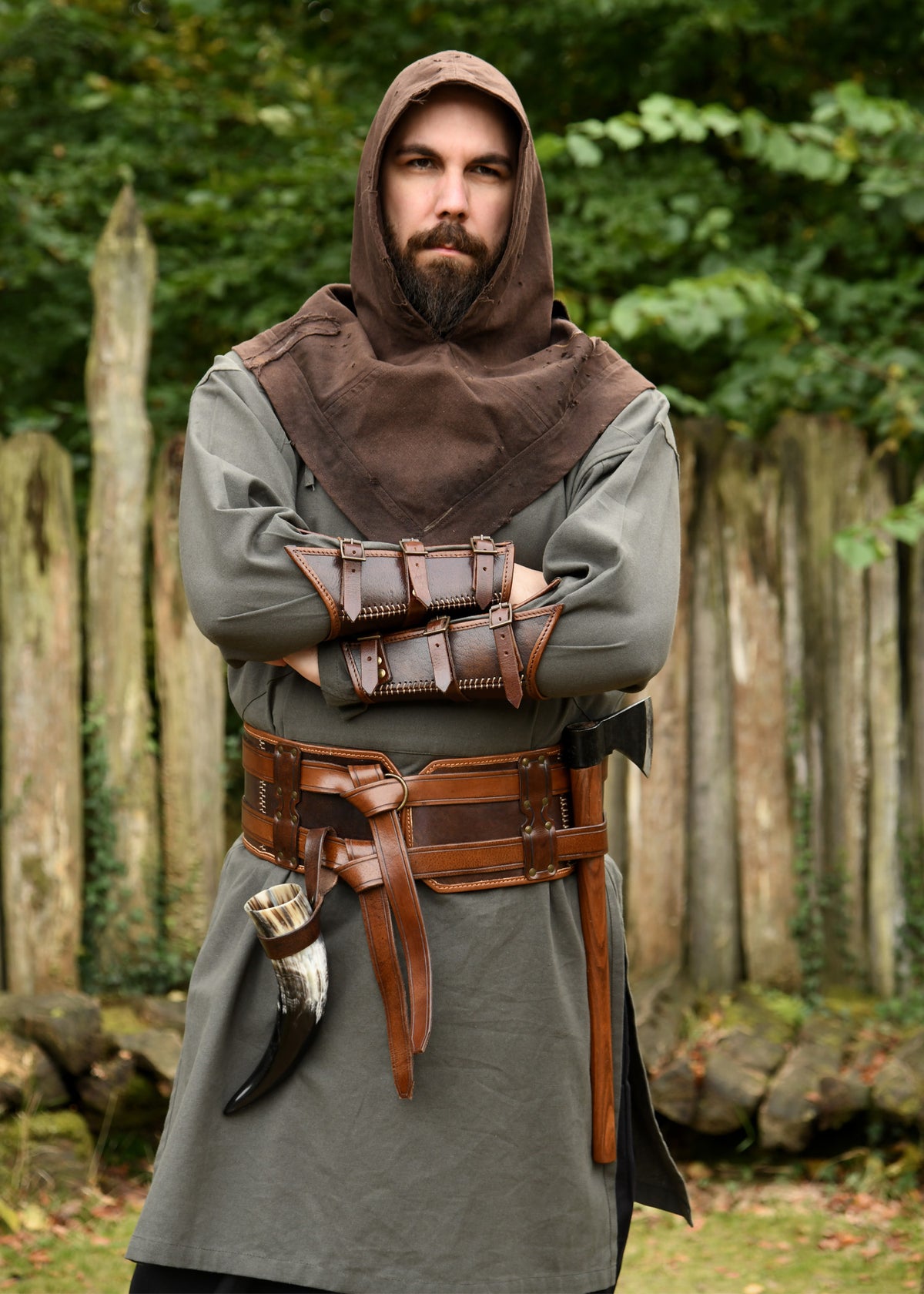Ceinture double en cuir brun Arnulf
