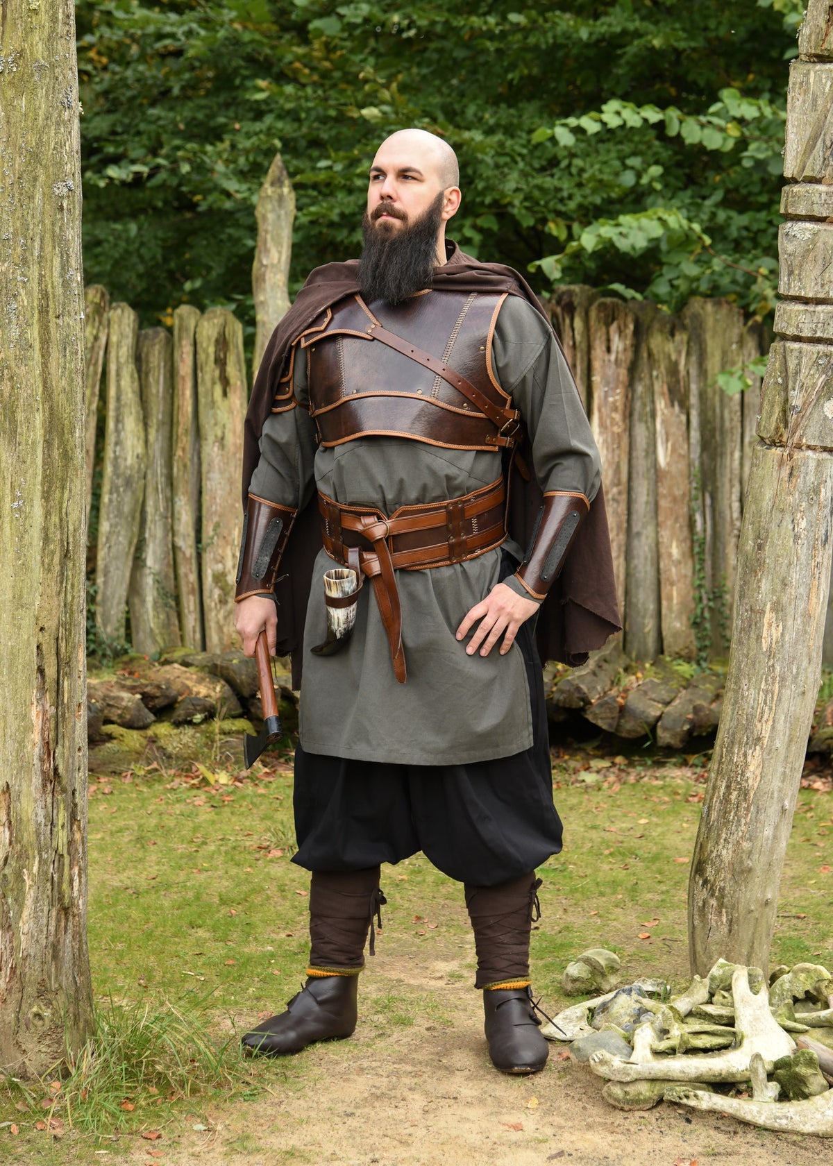 Ceinture double en cuir brun Arnulf