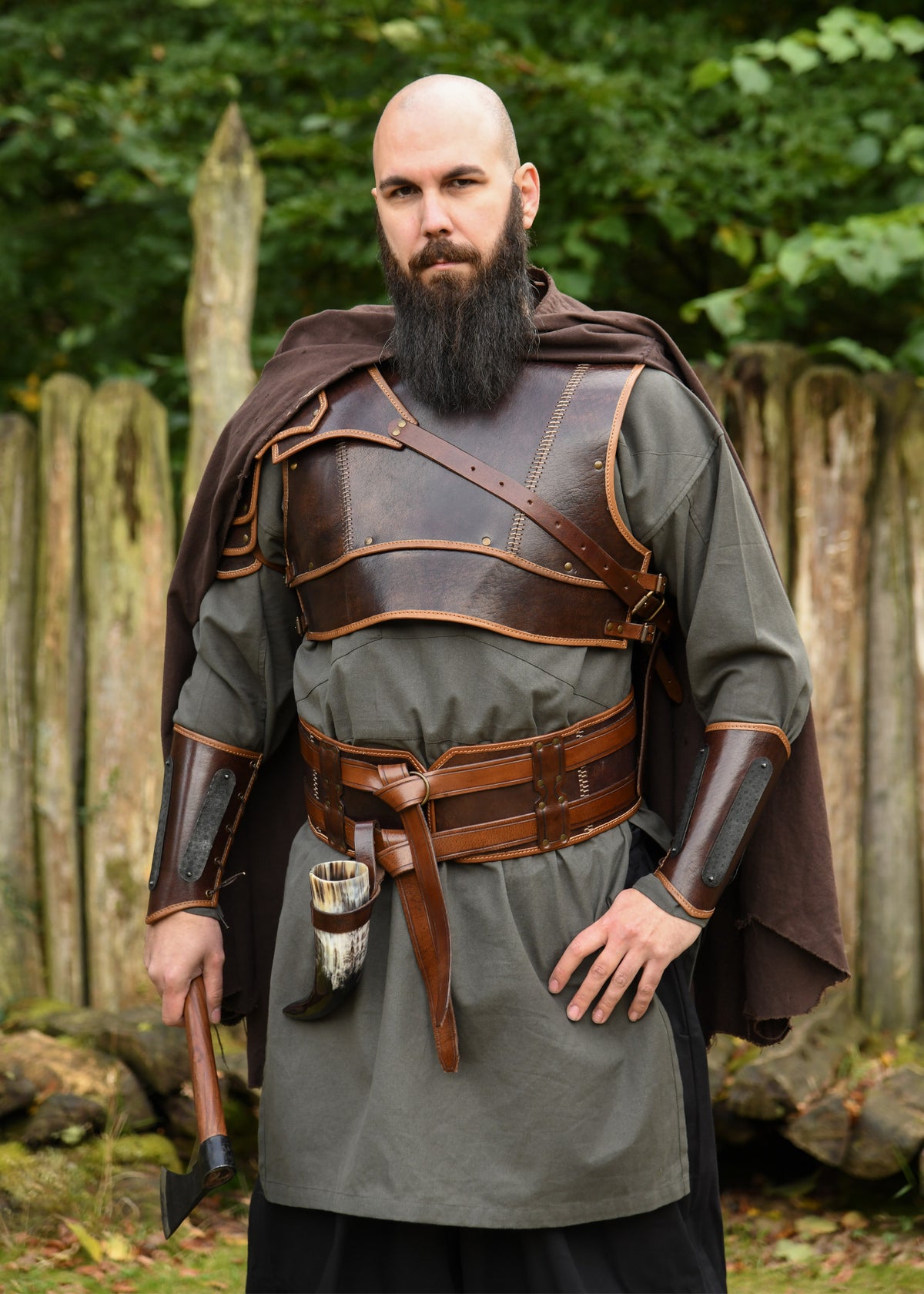 Ceinture double en cuir brun Arnulf