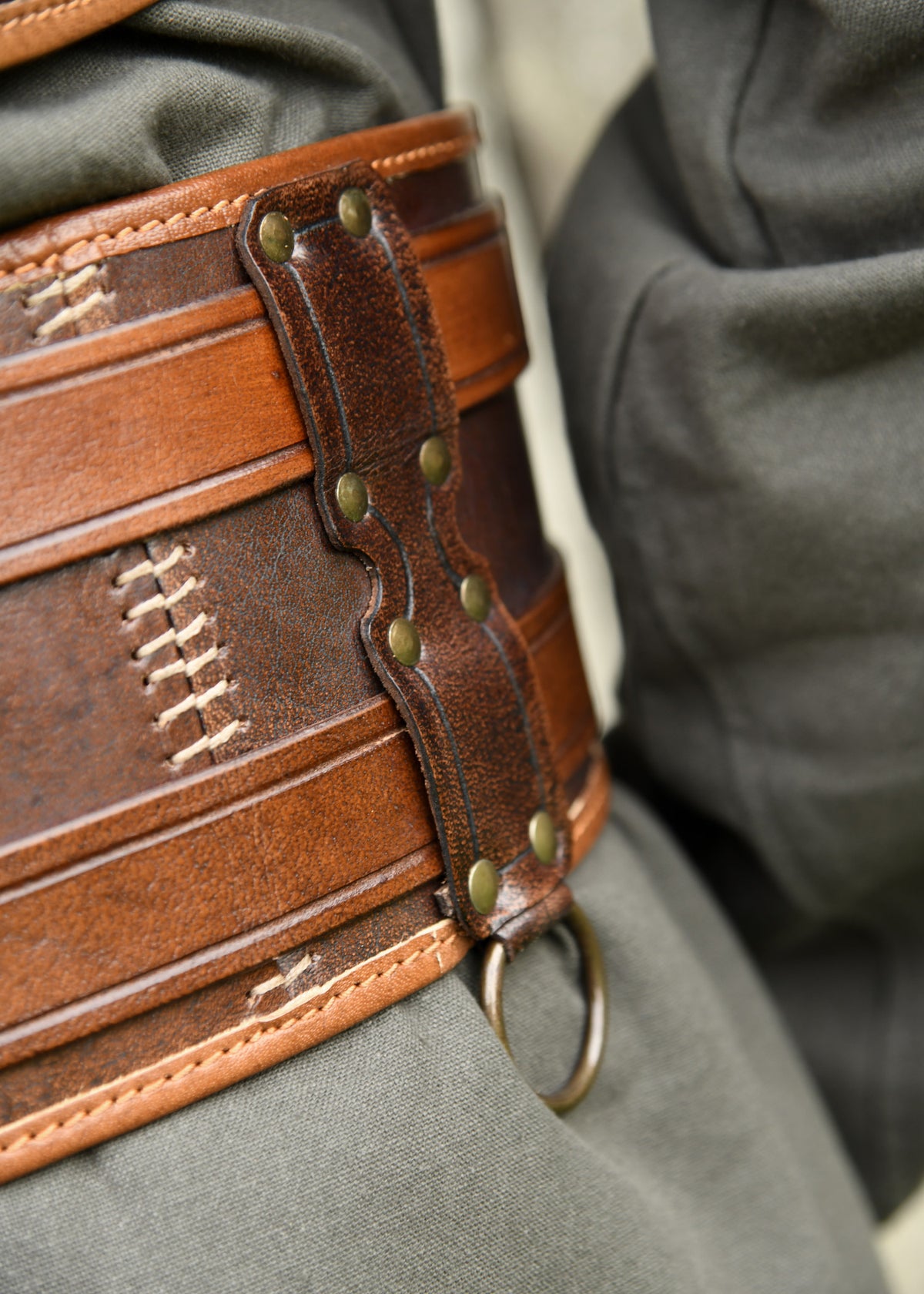 Ceinture double en cuir brun Arnulf