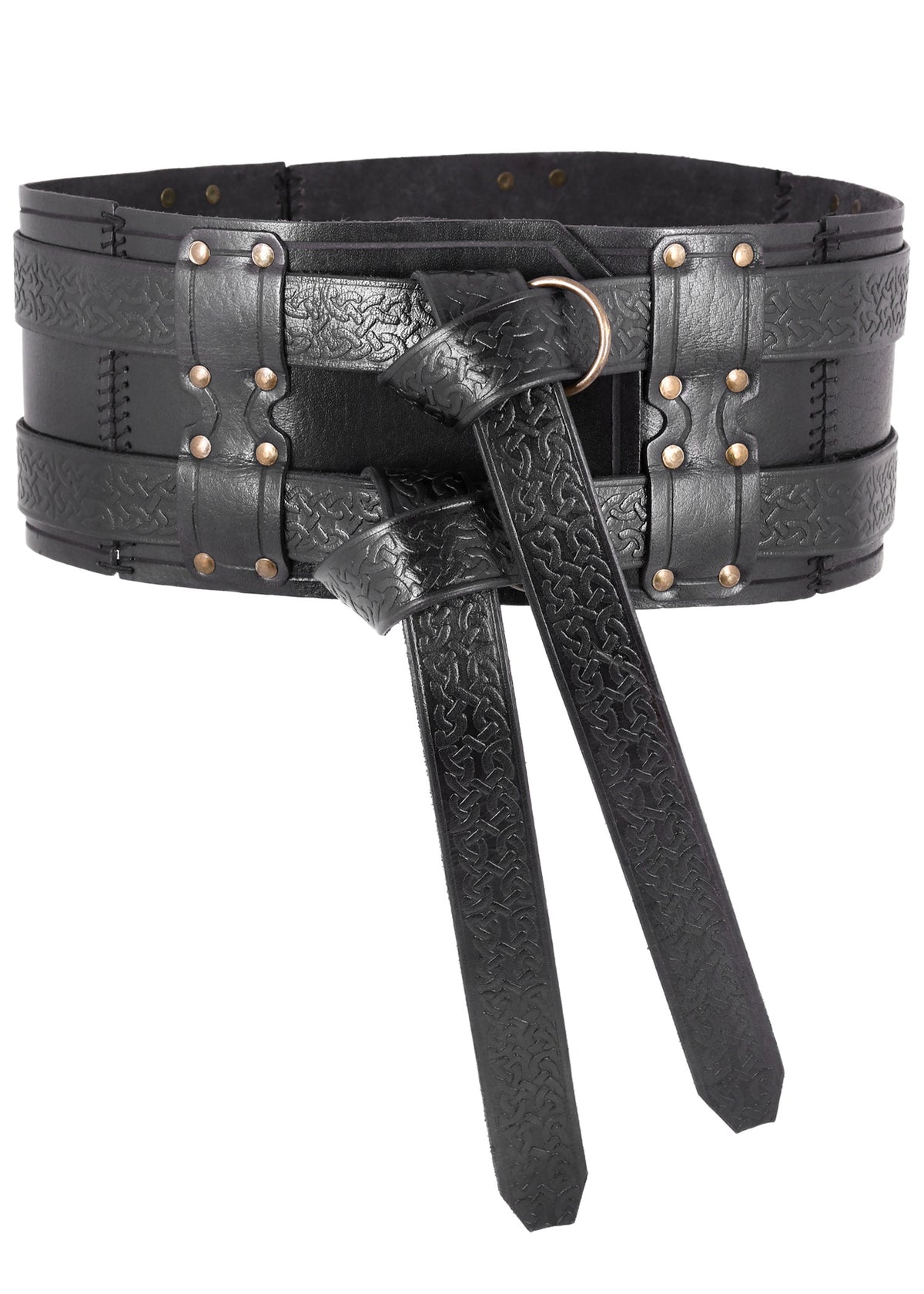 Ceinture double en cuir noir Balor